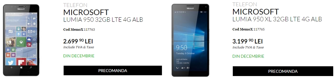 Microsoft Lumia 950 și Lumia 950 XL de astăzi la precomandă prin intermediul QuickMobile