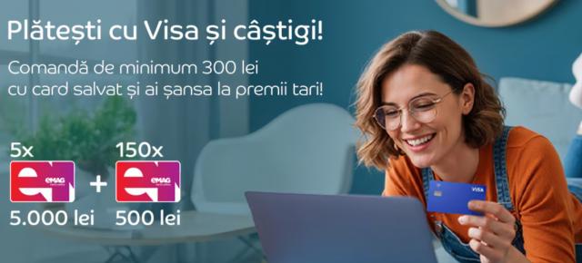 Carduri cadou eMAG de până la 5.000 lei în joc; Visa lansează o campanie cu miză mare pentru cumpărători online