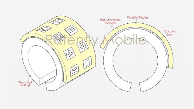 <b>Samsung înregistrează un design pentru un smartband al viitorului cu display flexibil; vedem schițe extrase din brevet</b>Încă un brevet a fost primit de către Samsung în aceste zile, aplicație ce face referire la un purtabil al viitorului ce se bazează pe un display flexibil. Avem parte și de câteva schițe extrase din acest brevet și după cum puteți vedea, terminalul 